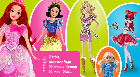 Papusi Barbie, Monster High, Printeses Disney, Pomme-Pidou
