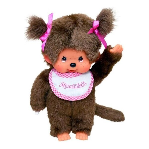 Monchhichi Jucarie de plus Girl Pink & White Bib 20 cm