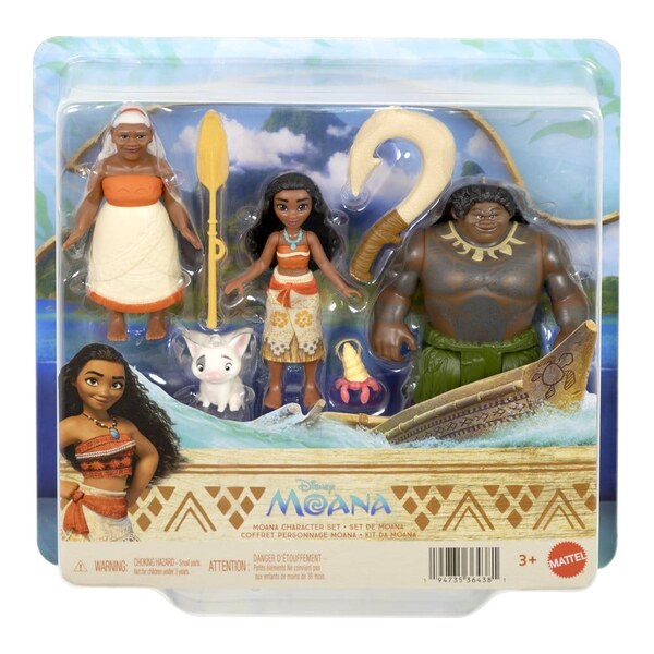 Vaiana Set 3 figurine articulate Moana, Maui & Gramma Tala 9 cm