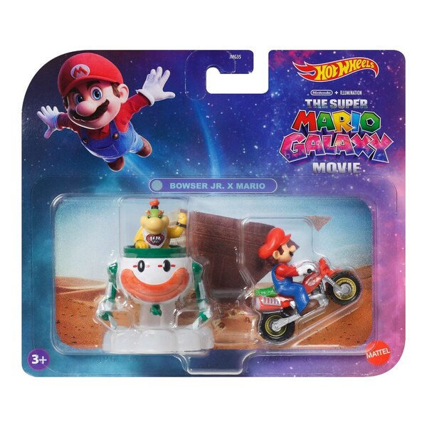 Hot Wheels Super Mario Galaxy Set 2 figurine Bowser Jr. & Mario