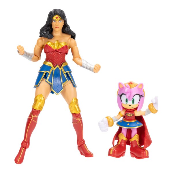 Sonic The Hedgehog x Dc Comics Set 2 figurine articulate Amy & Wonder Woman 7 & 15 cm