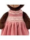 Milk, fetita ursulet in rochita din catifea roz, din plus, 25cm