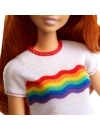 Papusa Barbie Fashionista cu fustita si tricou curcubeu