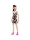 Barbie Fashionistas satena cu rochie cu imprimeu floral