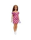 Barbie Fashionistas satena cu rochie roz cu buline