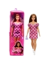 Papusa Barbie Fashionista satena cu rochie roz cu buline
