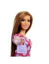 Papusa Barbie Fashionista satena cu rochie roz cu buline