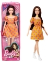 Papusa Barbie Fashionista satena cu rochita portocalie cu buline
