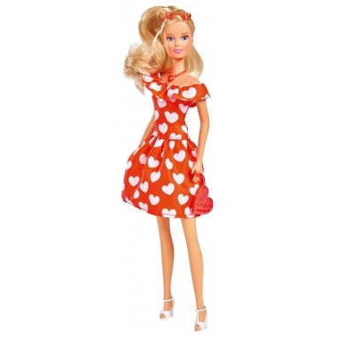 Papusa Steffi Love in rochita cu inimioare - 29 cm