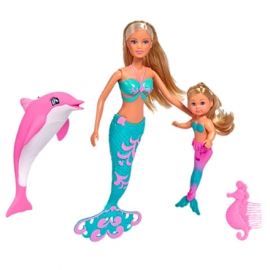 Papusi Steffi Love si Evi sirene, cu delfin 29 cm
