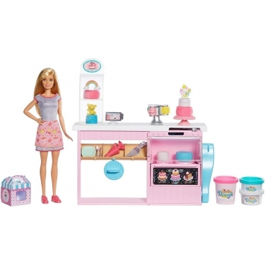 Papusa Barbie si set laborator cofetarie 