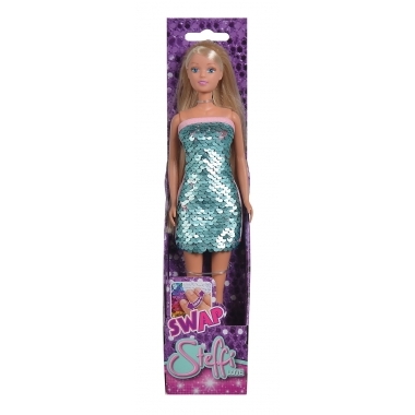 Papusa Steffi Love cu rochie cu paiete albastru deschis