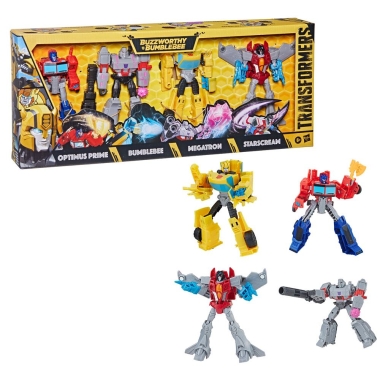 Transformers Buzzworthy Bumblebee Set 4 figurine Warrior Class (Optimus Prime, Bumblebee, Megatron, Starscream) 14 cm
