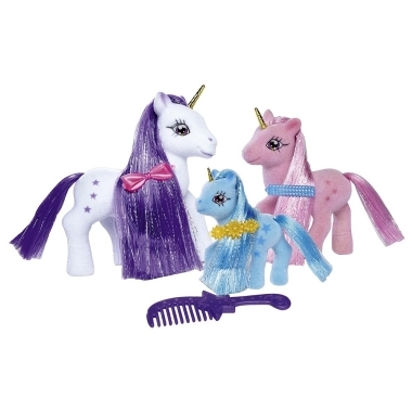 Sweet Pony Set 3 jucarii de plus Familia de unicorni 9-13 cm 