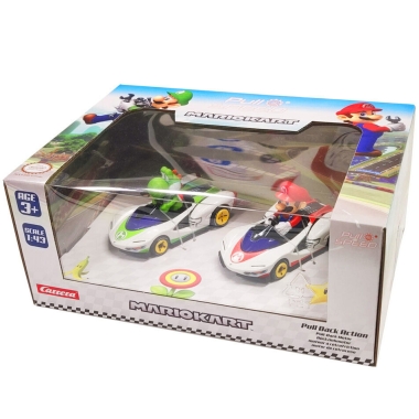 Super Mario Set 2 masinute 6,5 cm Mario & Yoshi Pull Speed (Mario Kart)