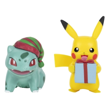 Pokemon Battle Figure Pack Minifigurine Editie de Sarbatori Pikachu & Bulbasaur 5 cm