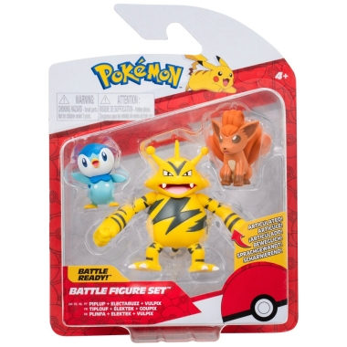 Pokemon Battle Figure Set 3 figurine - Piplup, Vulpix, Electabuzz 5-8 cm