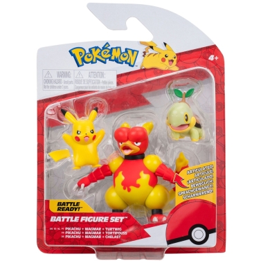 Pokemon Battle Figure Set trei figurine Turtwig, Pikachu, Magmar 5-8 cm