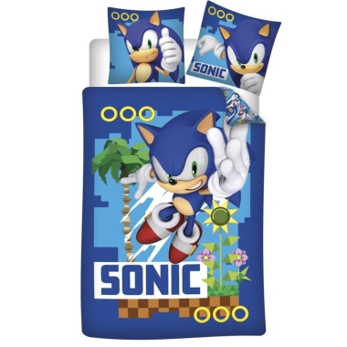 Sonic The Hedgehog Set Lenjerie pat (cearceaf plic + fata perna)