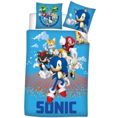 Sonic The Hedgehog Set Lenjerie pat (cearceaf plic + fata perna)