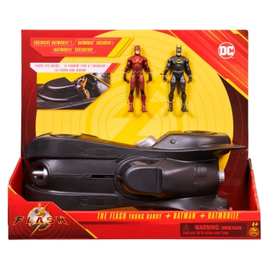 DC Comics The Flash Batmobile si figurine Young Barry Flash si Batman 10cm