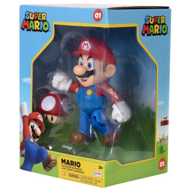Super Mario Figurina articulata Mario cu Supermushroom 10 cm