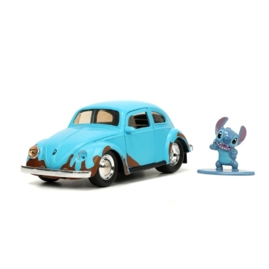 Jada set Masinuta metalica Volkswagen Bettle scara 1:32 si figurina metalica Stitch