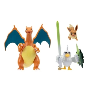 Pokemon Set 3 figurine articulate Eevee, Sirfetch'd & Charizard