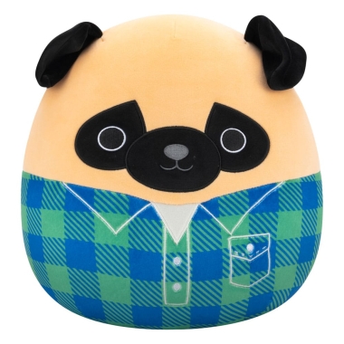 Squishmallows Jucarie de plus Brown Pug in Green and Blue Flannel Shirt Prince 30 cm