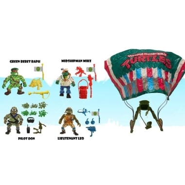 Teenage Mutant Ninja Turtles Classic Set 4 figurine Sewer Heroes cu parasute
