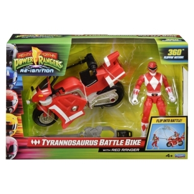 Mighty Morphin Power Rangers Set vehicul Battle Bike Tyrannosaurus Rex si figurina articulata Red Ranger 18 cm