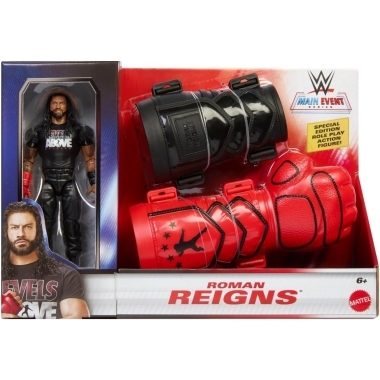 Set accesorii joc de rol si Figurina articulata Roman Reigns Main Event 15 cm