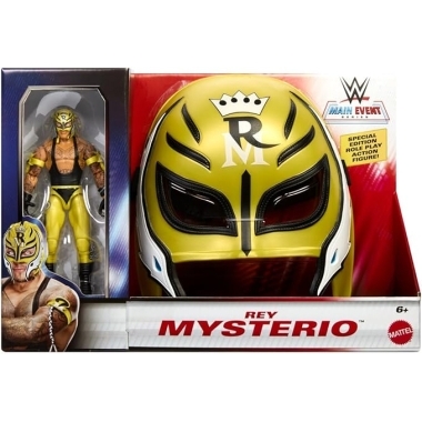 Set accesorii joc de rol si Figurina articulata Rey Mysterio Main Event 15 cm