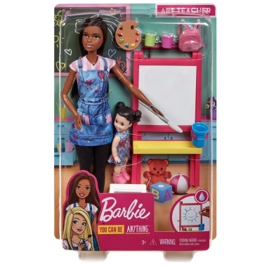 Barbie cariere - set mobilier cu papusa bruneta profesoara de pictura