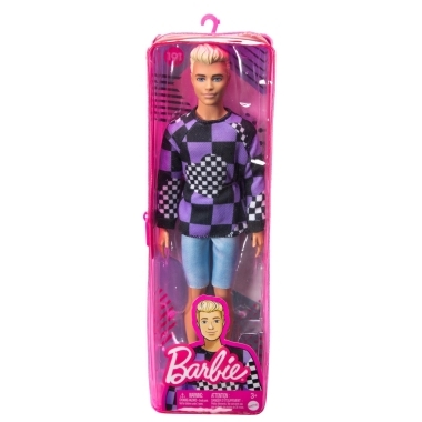 Barbie papusa baiat Fashionistas blond cu bluza cu imprimeu geometric