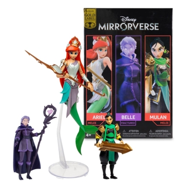 Disney Mirrorverse Set figurine articulate Princess Pack Mulan, Belle (Fractured) & Arielle (Gold Label) 13 - 18 cm