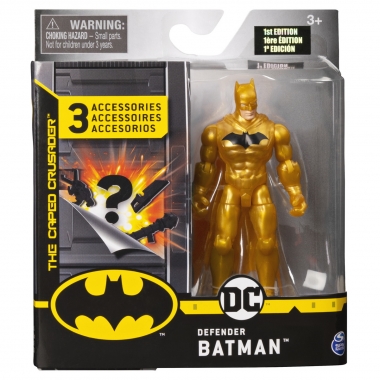 Batman (costum auriu) Figurina articulata 10cm cu 3 accesorii surpriza