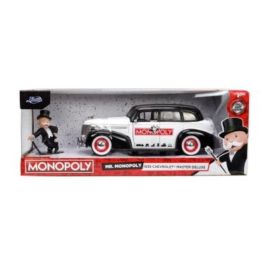 Jada set Masinuta metalica Chevrolet Master Deluxe 1939 scara 1:24 si figurina Mr. Monopoly
