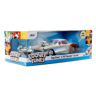 Looney Tunes Hollywood Rides Diecast Model 1/24 1957 Chevrolet Corvette cu figurina Bugs Bunny 