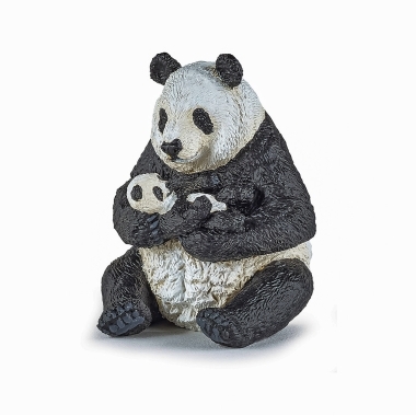 Papo - figurina urs panda sezand cu pui in brate