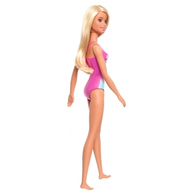 Papusa Barbie blonda cu costum de baie in doua culori