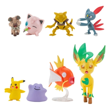 Pokémon Battle Figure Set Figure 8-Pack Female Pikachu, Jigglypuff, Rockruff, Sneasel, Abra, Ditto, Leafeon, Magikarp