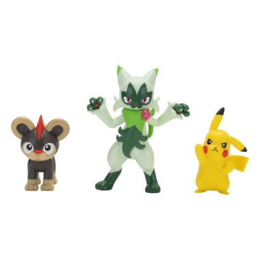 Pokemon First Partner Battle Set 3 figurine Litleo, Pikachu & Floragato