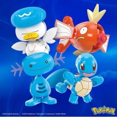 Pokemon MEGA Construction Set Water-Type Trainer Team Building Toy Kit (79 piese)