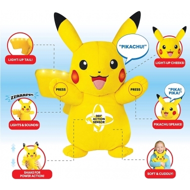 Pokemon Jucarie de plus Pikachu cu sunete si lumini 25 cm