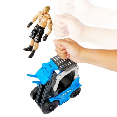 WWE Wrekkin' Vehicle Slam 'N Stack Forklift si figurina articulata Brock Lesnar 15 cm